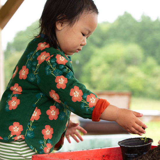Orange Blooms Reversible Spring Jacket Green / 18-24m