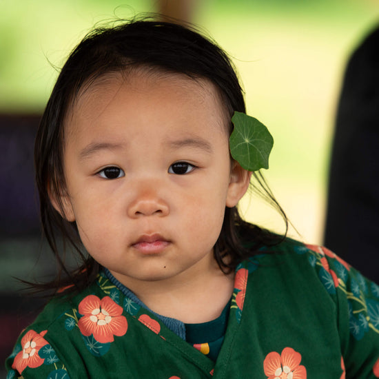 Orange Blooms Reversible Spring Jacket Green / 18-24m