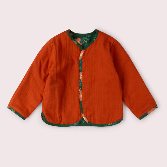 Orange Blooms Reversible Spring Jacket Green / 18-24m