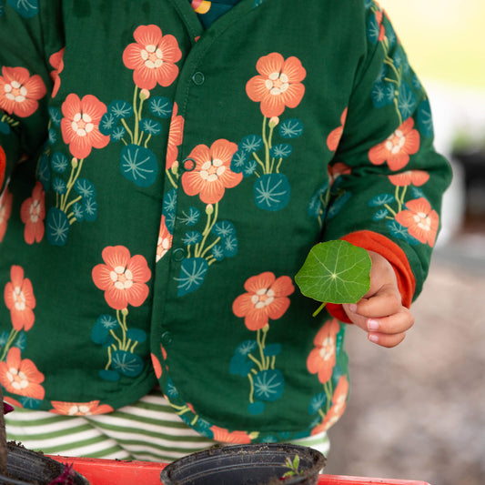 Orange Blooms Reversible Spring Jacket Green / 18-24m