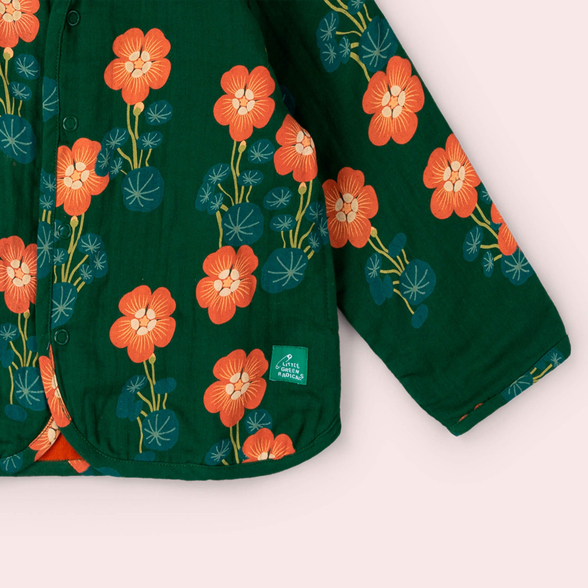Orange Blooms Reversible Spring Jacket Green / 18-24m