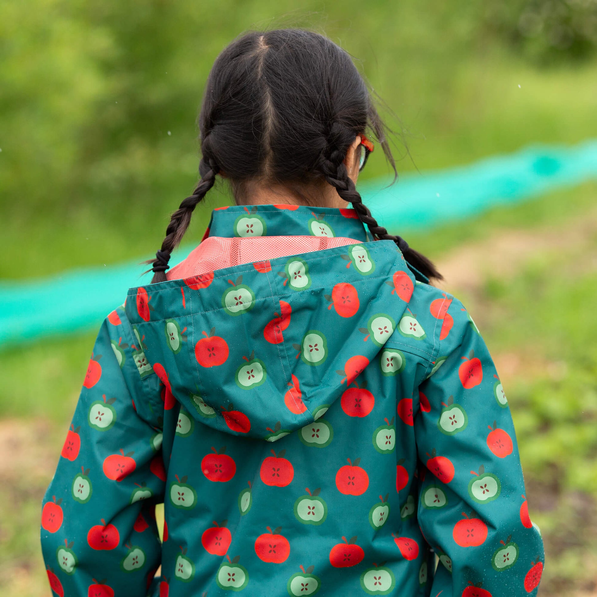 Apple Picking Recycled Waterproof Raincoat Blue / 7-8y
