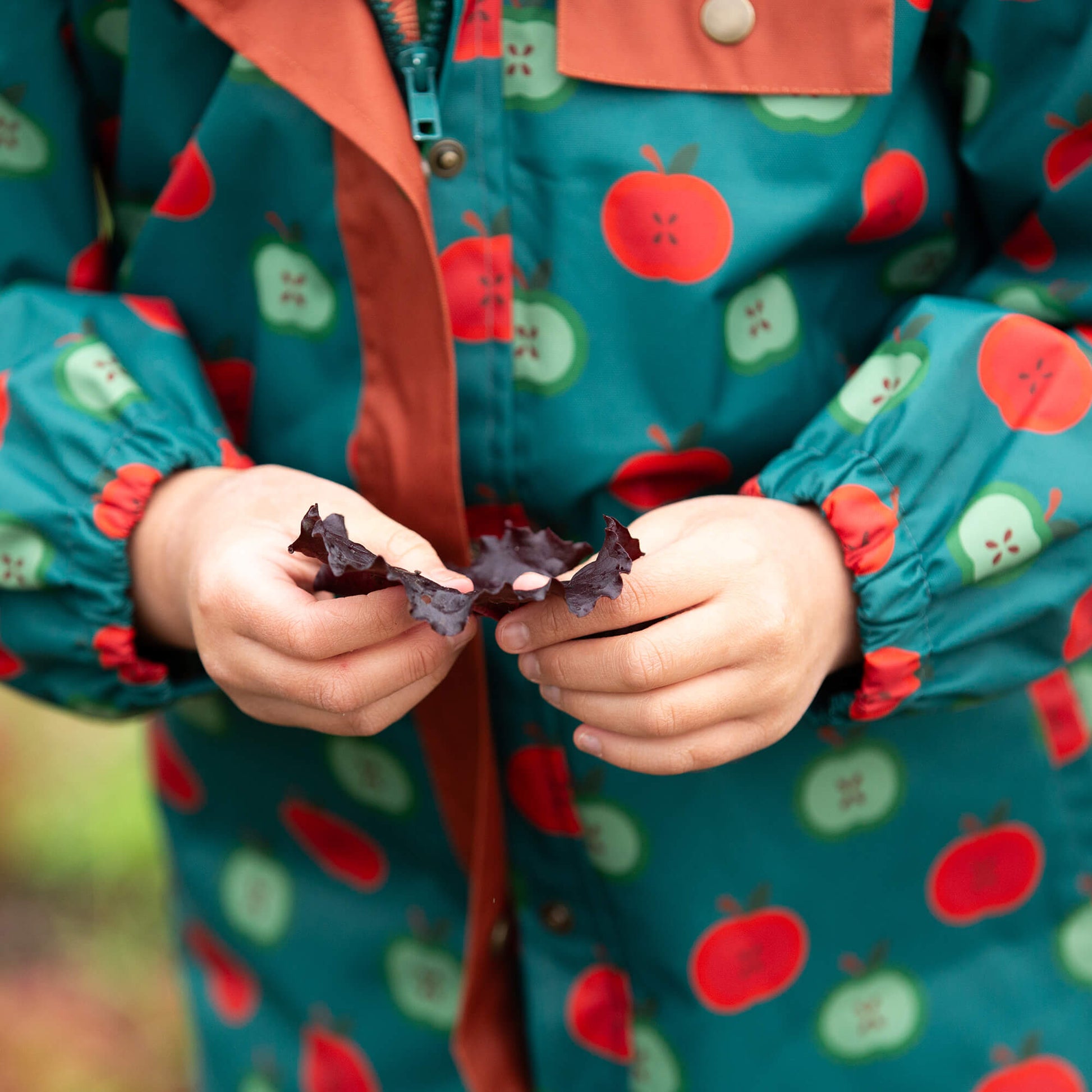 Apple Picking Recycled Waterproof Raincoat Blue / 7-8y