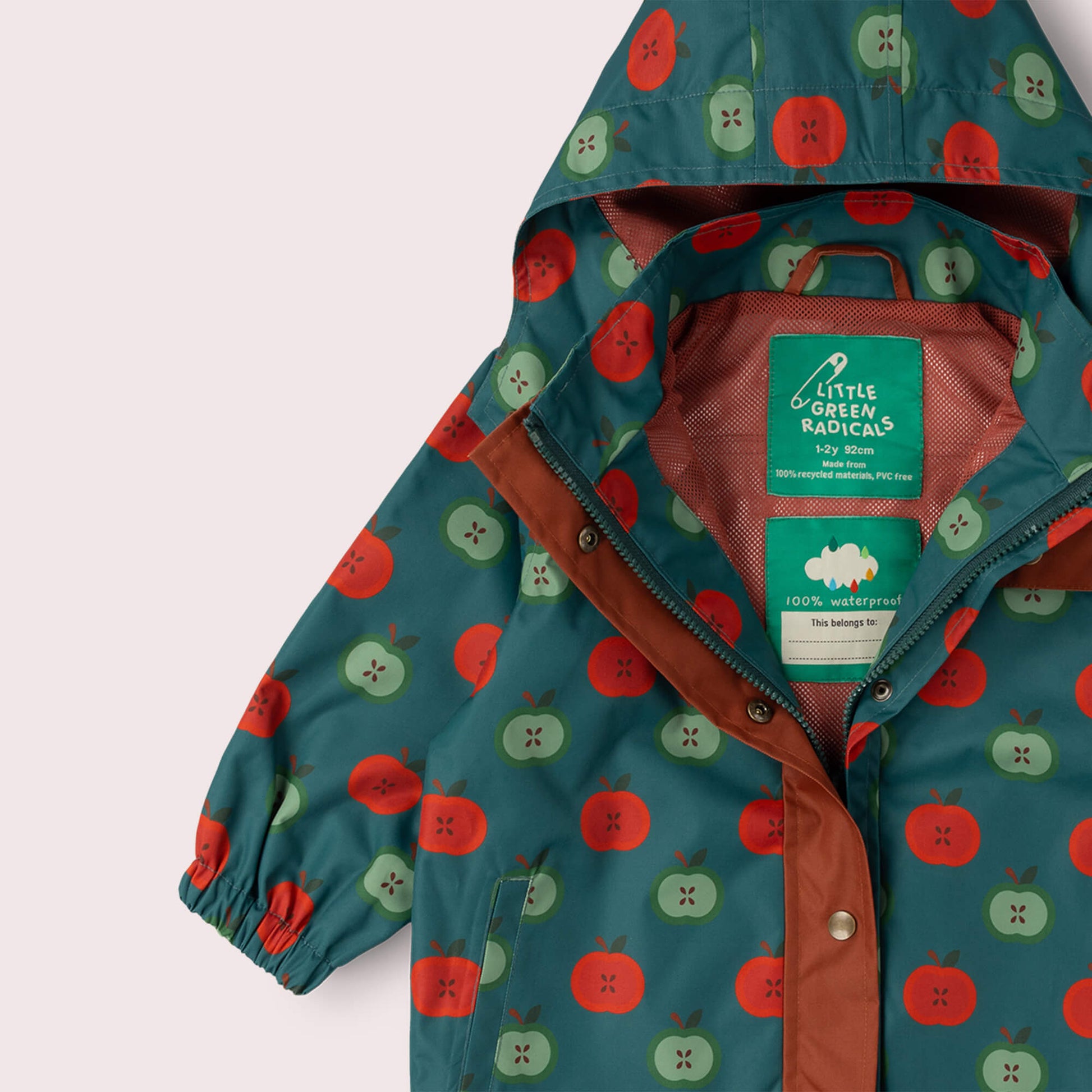 Apple Picking Recycled Waterproof Raincoat Blue / 7-8y