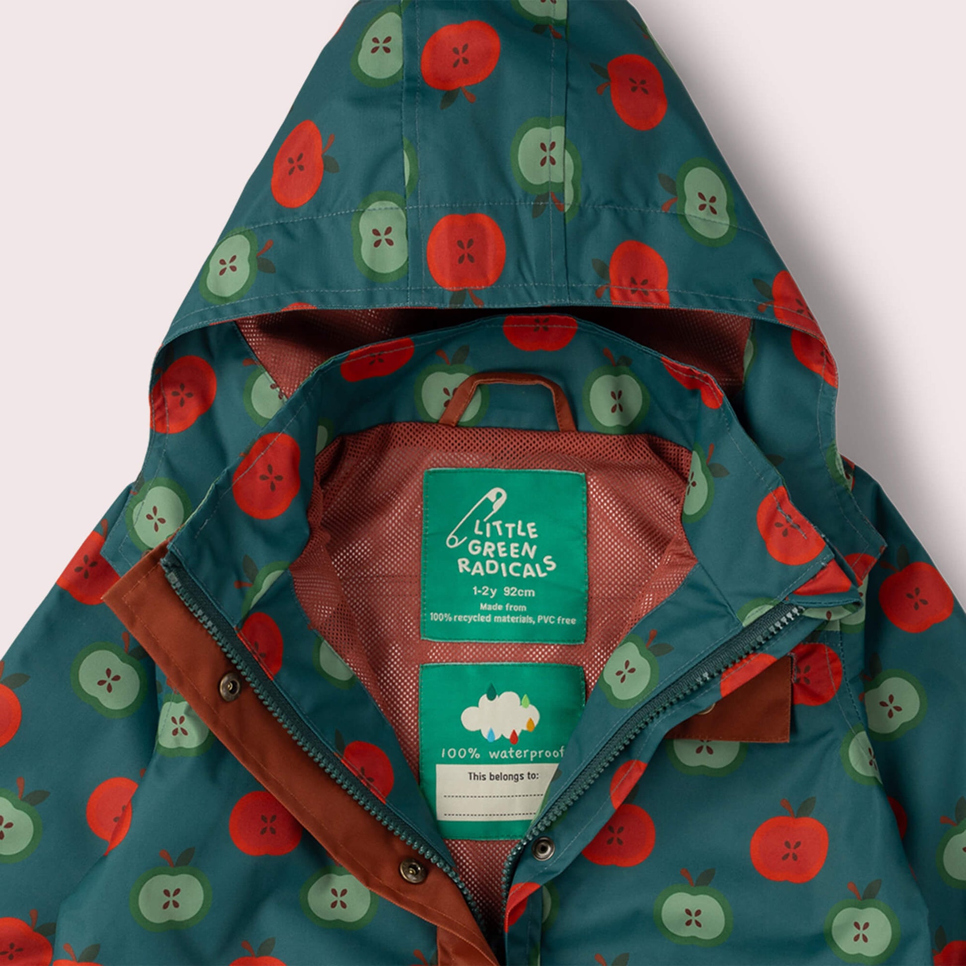 Apple Picking Recycled Waterproof Raincoat Blue / 7-8y