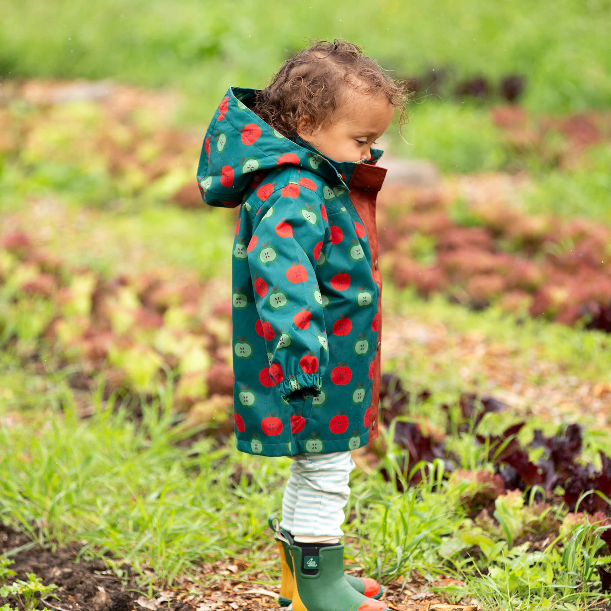 Apple Picking Recycled Waterproof Raincoat Blue / 7-8y