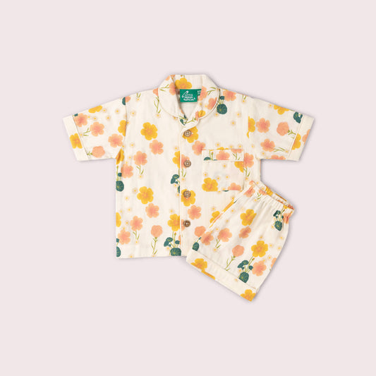 Flora Pyjama Shorts Set Cream / 18-24m