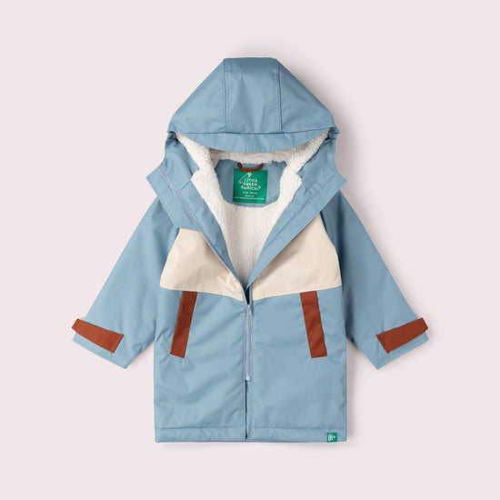 Hazy Blue Recycled Waterproof Robe Blue / 5-8y
