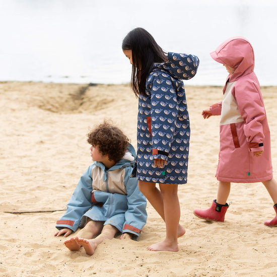 Singing Whales Recycled Waterproof Robe Blue / 5-8y
