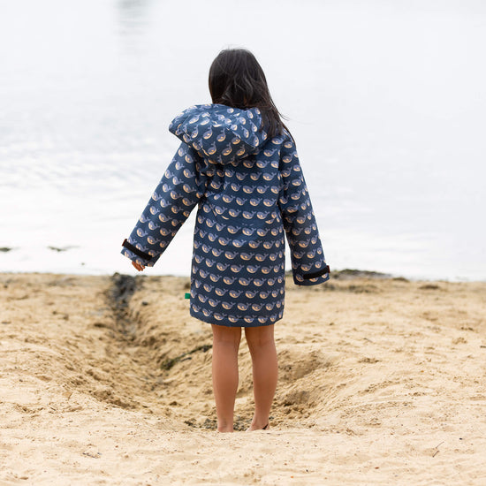 Singing Whales Recycled Waterproof Robe Blue / 5-8y