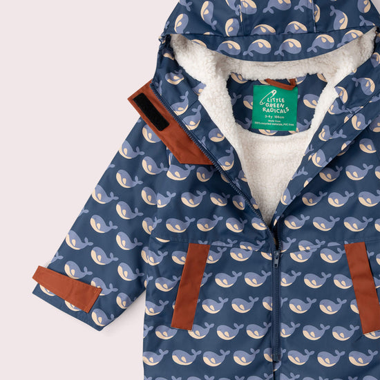 Singing Whales Recycled Waterproof Robe Blue / 5-8y