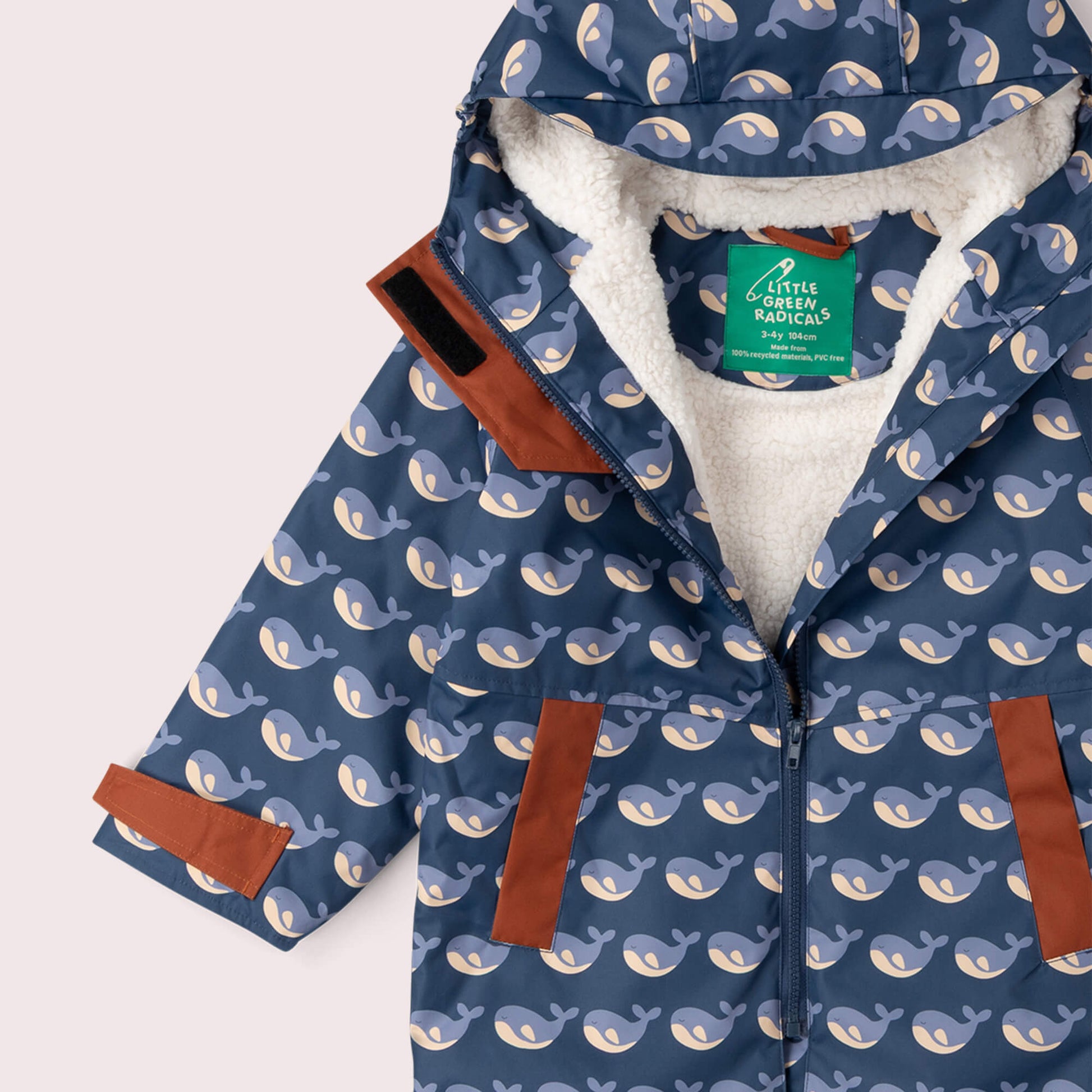 Singing Whales Recycled Waterproof Robe Blue / 5-8y