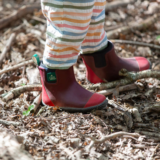 Plum Lined Natural Rubber Ankle Rain Boots