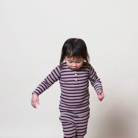 Plum Stripes Forever Rib Leggings