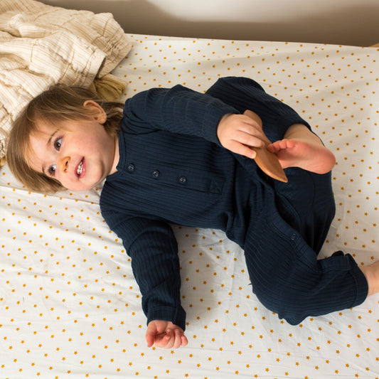 Midnight Navy Ribbed Organic Romper Playsuit