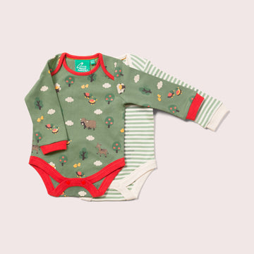 Animal Friends Organic Baby Bodysuit Set - 2 Pack