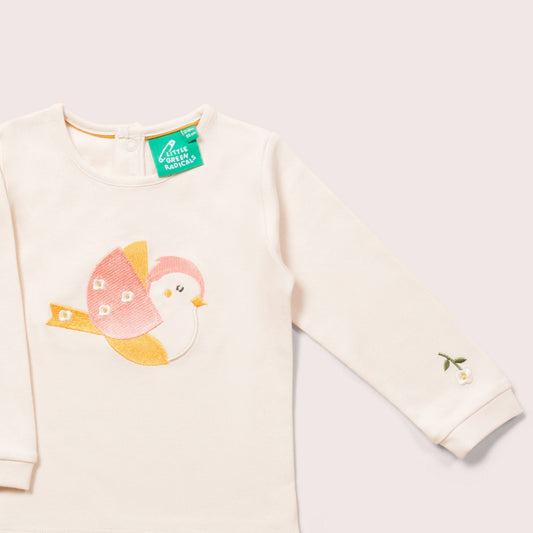 Autumn Bird Applique Long Sleeve T-Shirt