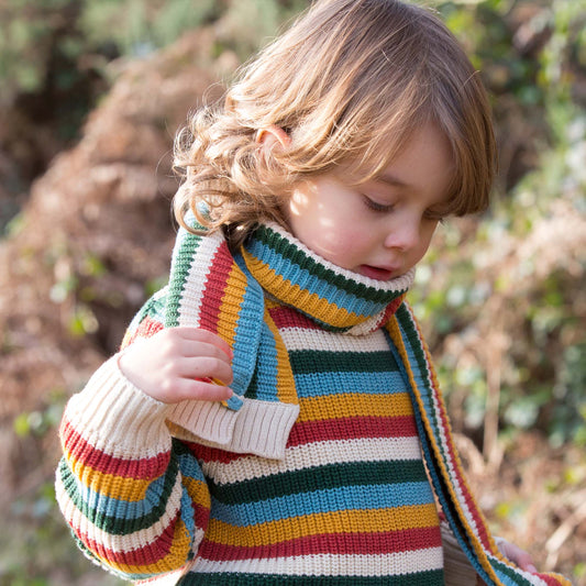 From One To Another Rainbow Striped Snuggly Knitted Jumper