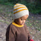 Gold Striped Knitted Beanie Hat