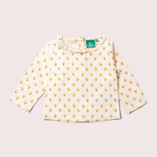 Golden Flowers Frill Collar Classic Blouse