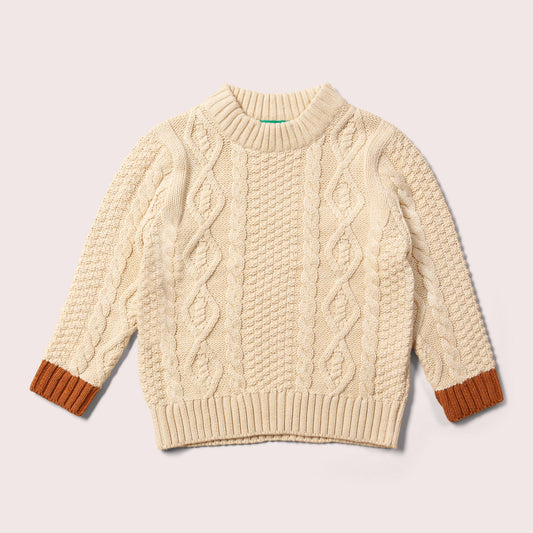 From One To Another Oatmeal Aran Snuggly Knitted Jumper