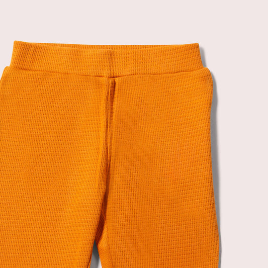 Golden Ochre Waffle Organic Leggings