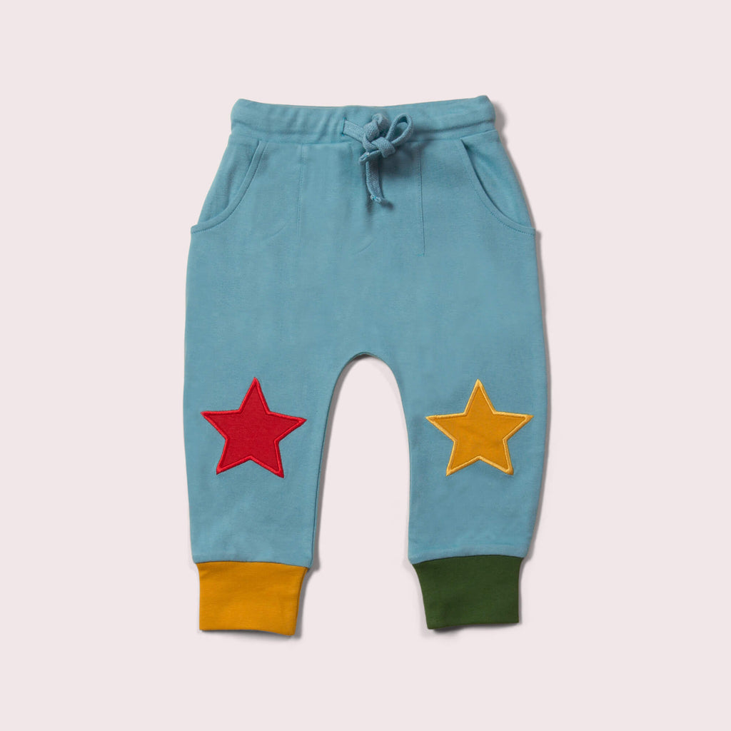 Little-Green-Radicals-Blue-Knee-Patch-Joggers-With-Star-Print