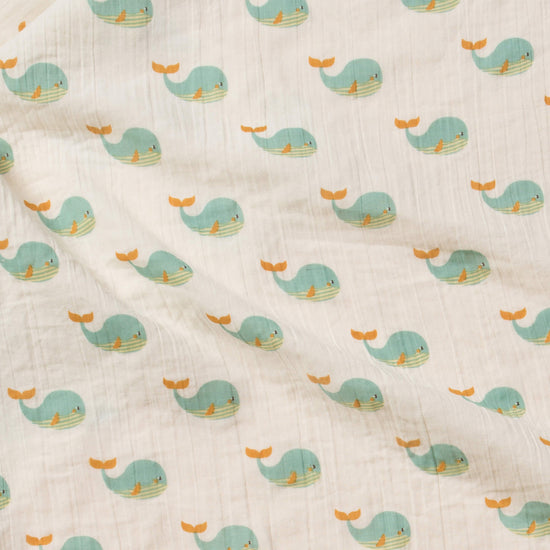 Little-Green-Radicals-Blue-Organic-Baby-Muslin-Set-2-Pack-With-Whale-Print-Closeup