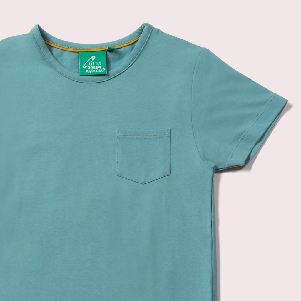 Little-Green-Radicals-Blue-Pocket-Short-Sleeve-T-Shirt-Closeup