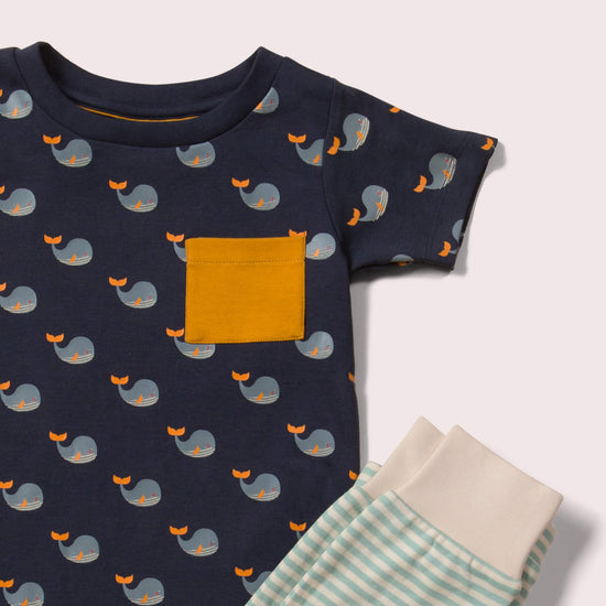 Little-Green-Radicals-Blue-T-Shirt-And-Jogger-Playset-With-Whale-Print-Closeup