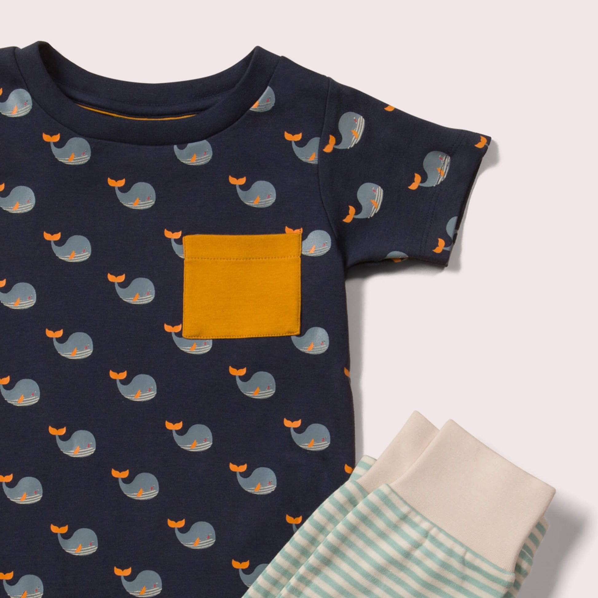 Little-Green-Radicals-Blue-T-Shirt-And-Jogger-Playset-With-Whale-Print-Closeup