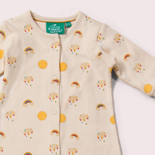 Little-Green-Radicals-Cream-Organic-Babygrow-With-Sun-and-Rainbow-Print-close-up