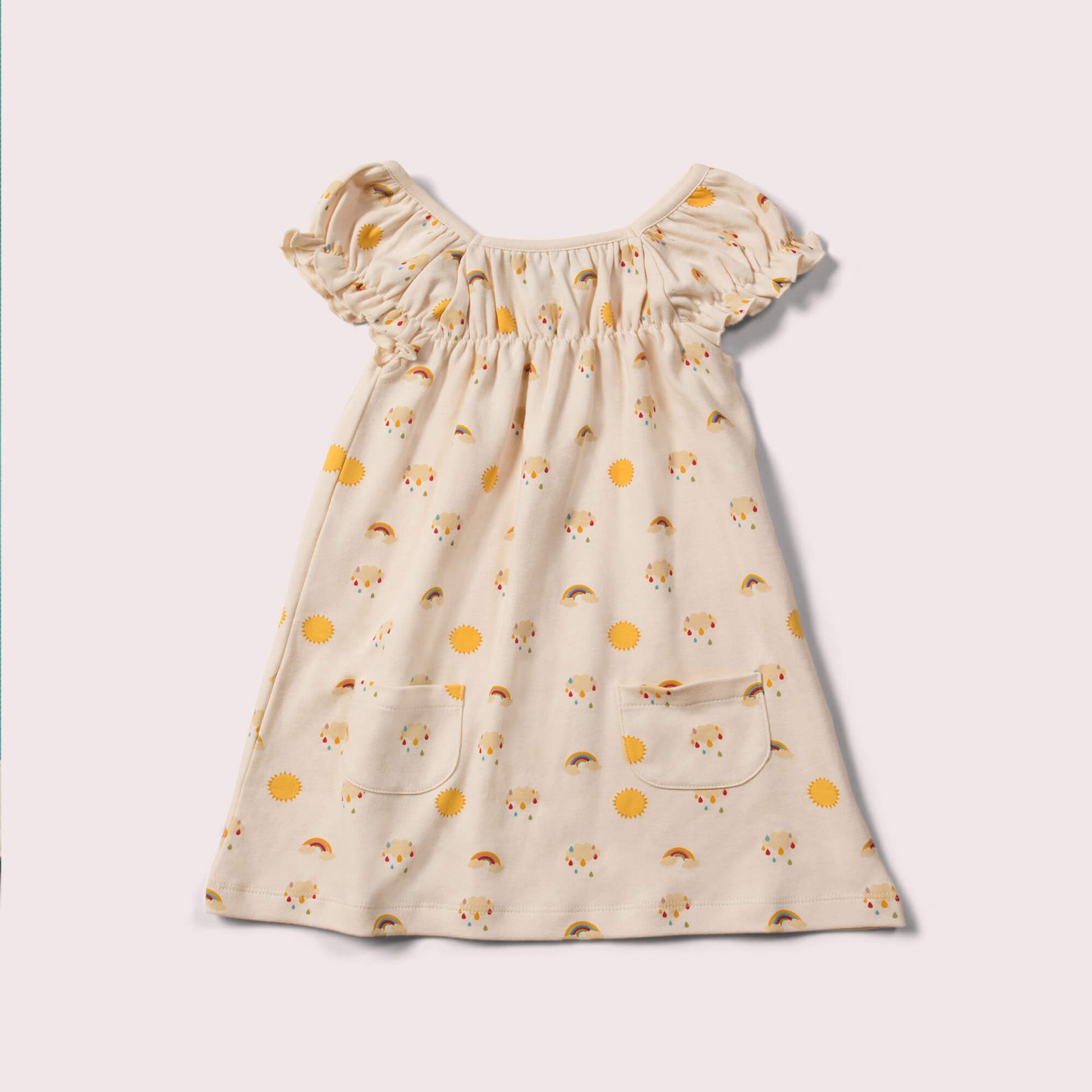 Little-Green-Radicals-Cream-Pocket-Playdays-Dress-With-Sunshine-And-Rainbow-Print