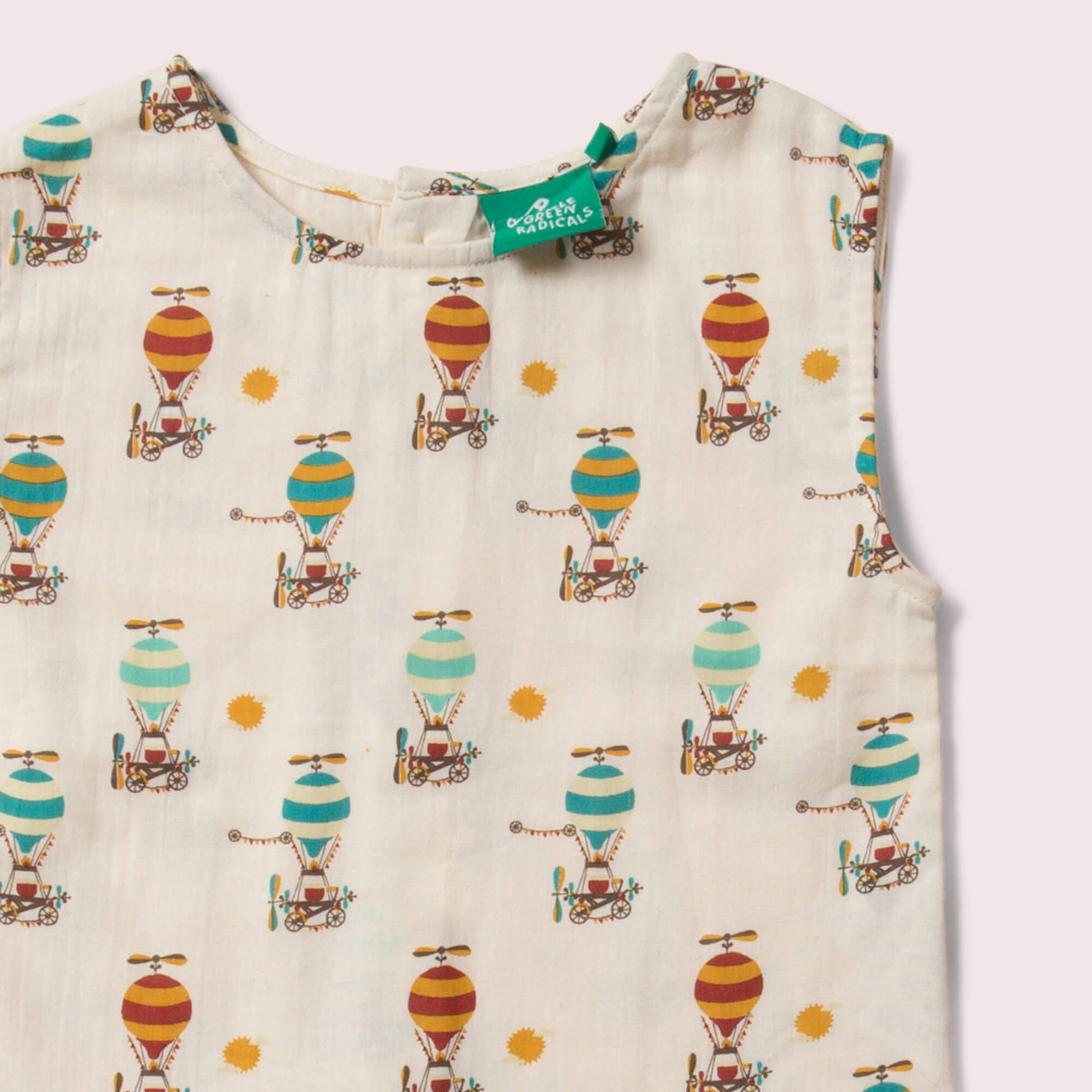 Little-Green-Radicals-Cream_Blue-And-RedSleeveless-Blouse-With-Hot-Air-Balloon-Print-Closeup