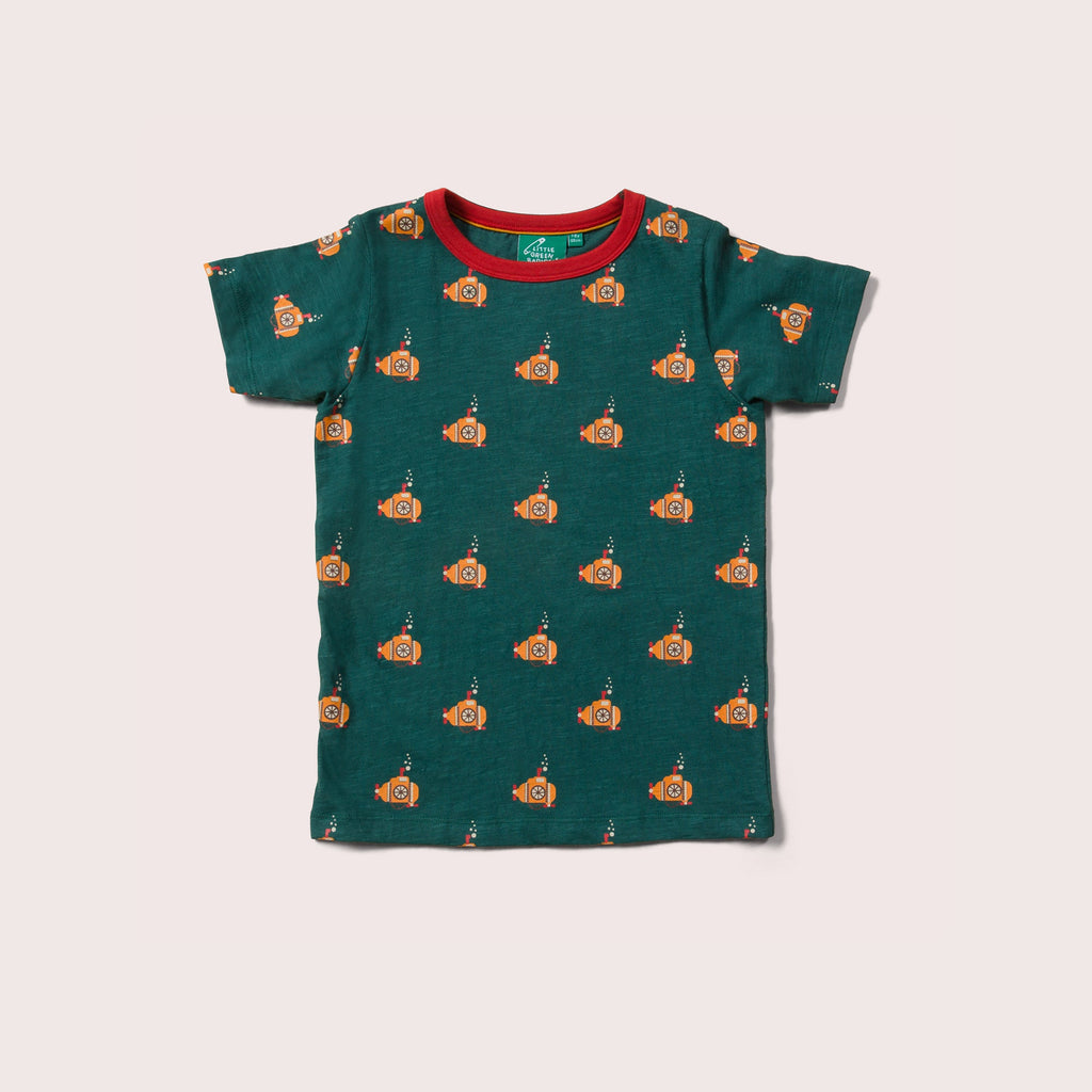 Little-Green-Radicals-Green-Jersey-Pyjama-Shorts-Set-With-Submarine-Prints-Top