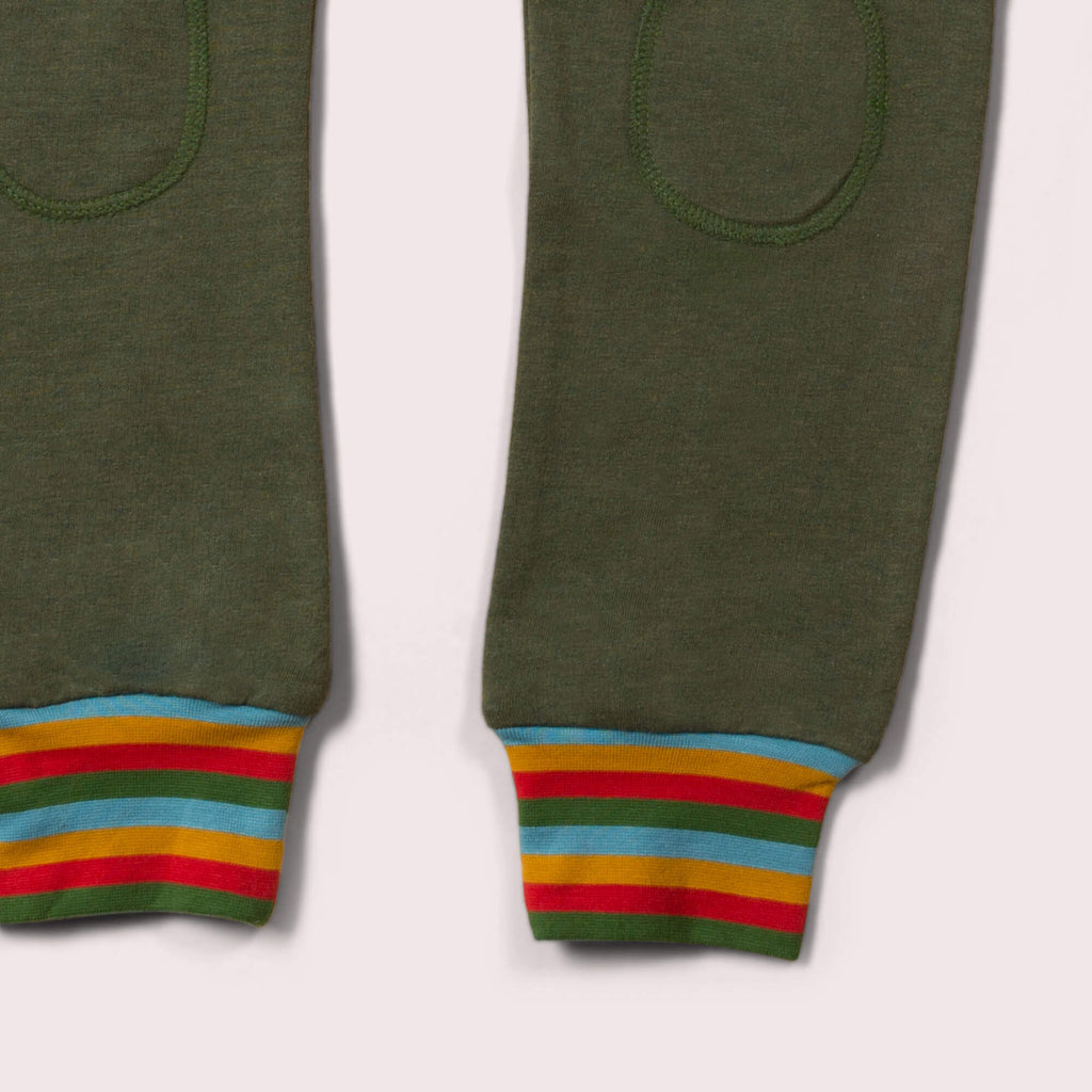 Little-Green-Radicals-Green-Marl-Organic-Comfy-Joggers-With-Rainbow-Pattern-Closeup