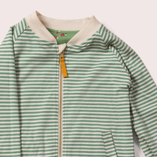 Little-Green-Radicals-Green-Striped-Reversible-Easy-Rider-Jacket-With-Strawberry-Print-Closeup-View