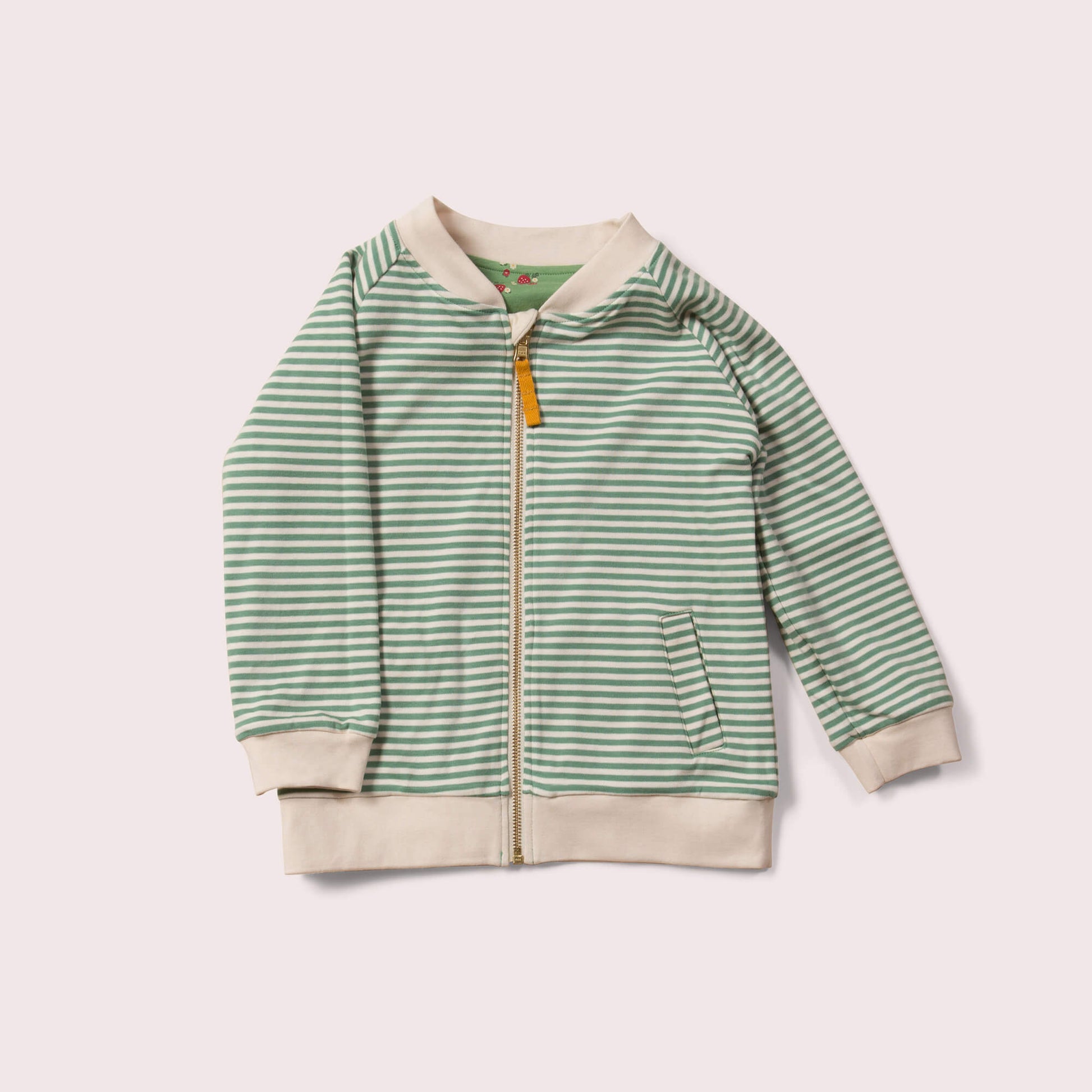 Little-Green-Radicals-Green-Striped-Reversible-Easy-Rider-Jacket-With-Strawberry-Print-Reverse