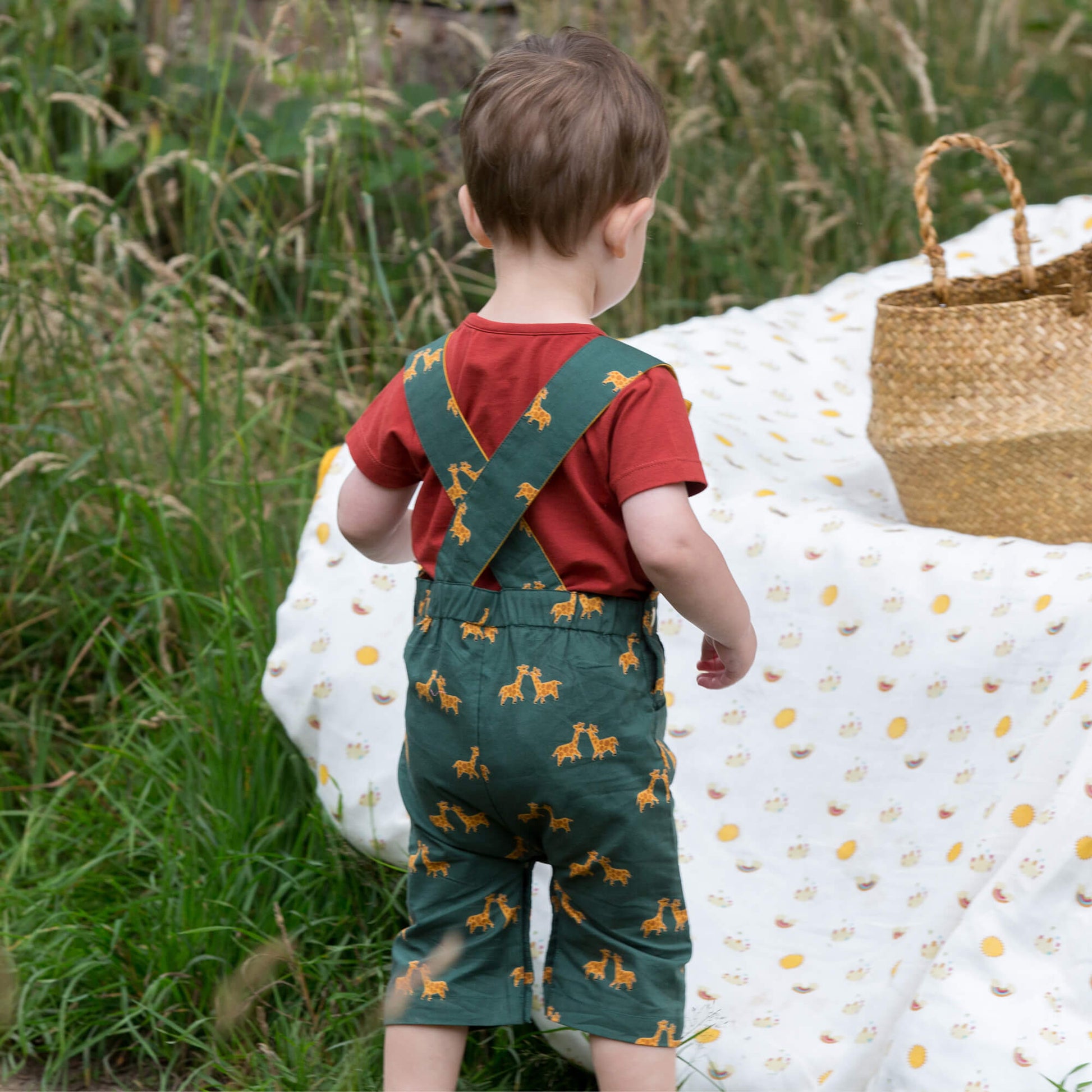 Little-Green-Radicals-Green-and_Yellow-Shortie-Dungarees-With-Giraffe-Print-Kid-Back