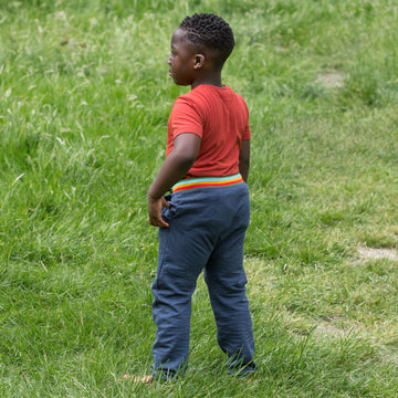 Little-Green-Radicals-Navy-Blue-Marl-Organic-Comfy-Joggers-With-Rainbow-Pattern-Kid