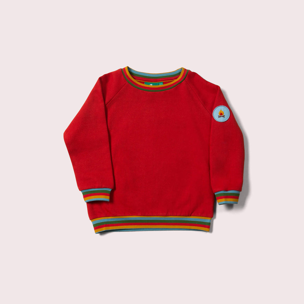 Little-Green-Radicals-Red-Marl-Sweatshirt-With-Rainbow-Pattern