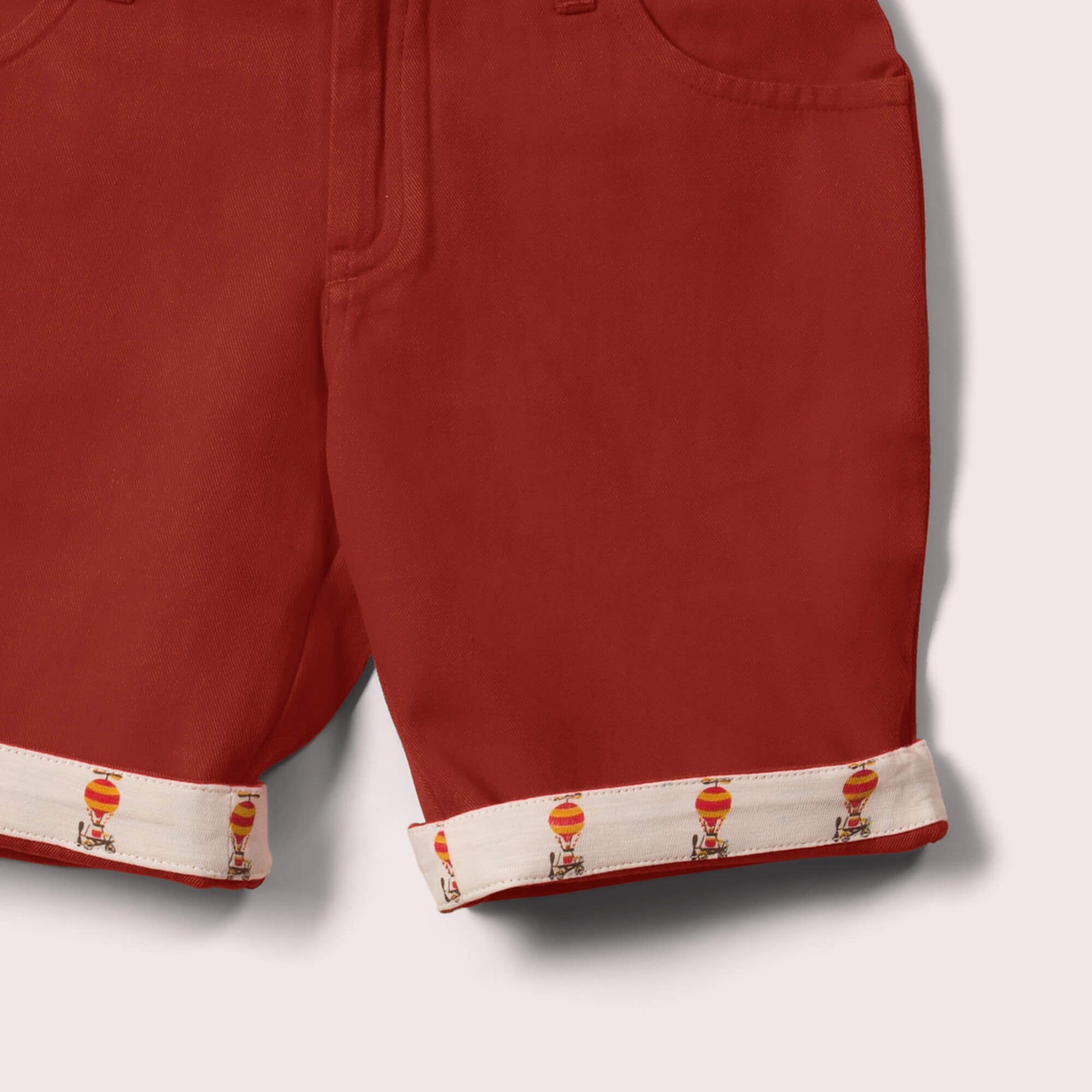 Little-Green-Radicals-Red-Twill-Sunshine-Shorts-Closeup-View
