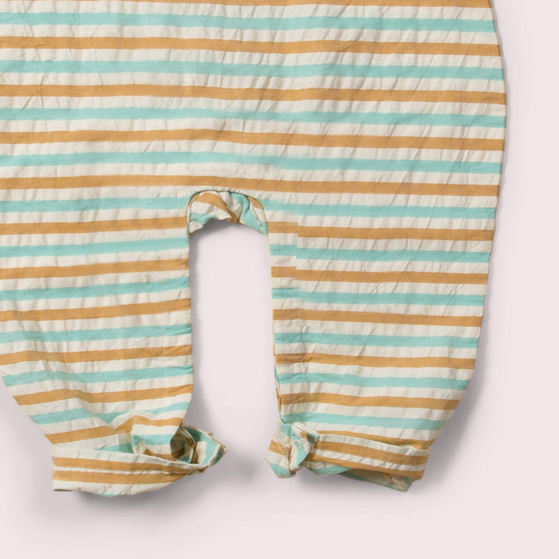 Little-Green-Radicals-Yellow-Cream-and_Blue-Organic-Summer-Romper-Closeup-View
