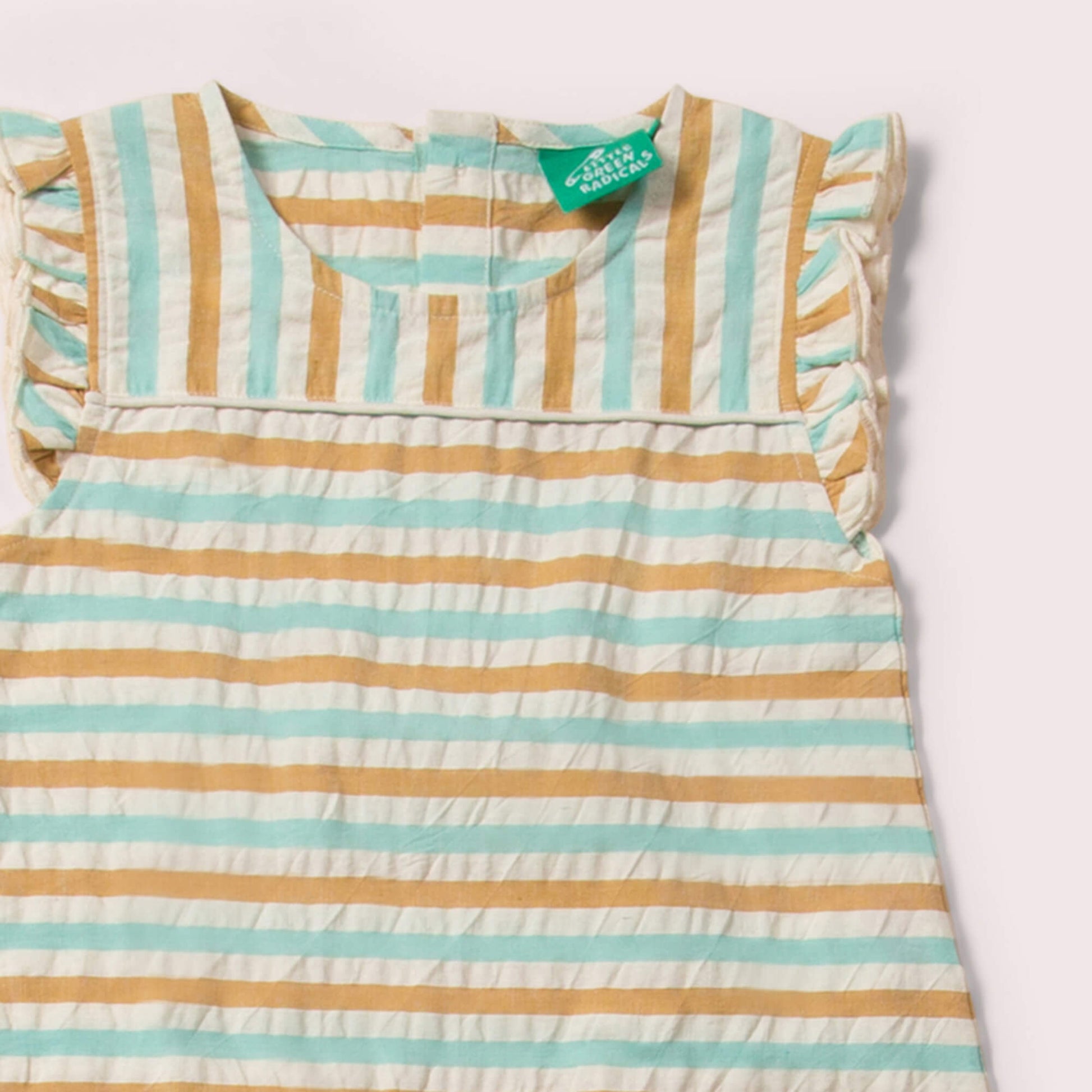 Little-Green-Radicals-Yellow-Cream-and_Blue-Organic-Summer-Romper-Closeup