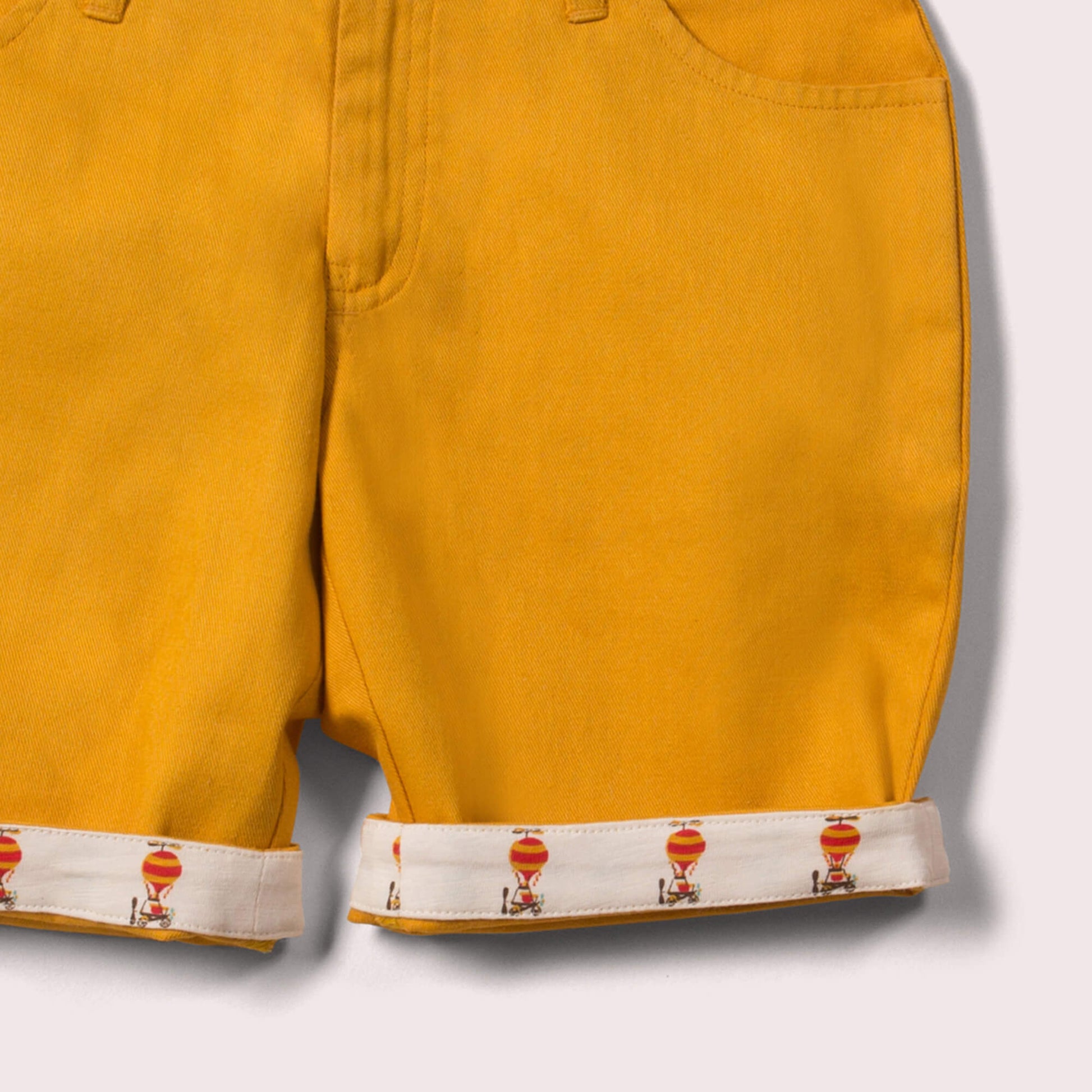 Little-Green-Radicals-Yellow-Twill-Sunshine-Shorts-Closeup-View