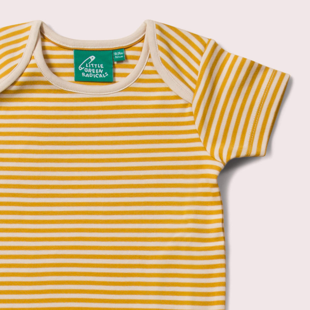 Little-Green-Radicals_Cream-and_Yellow-Striped-Baby-Bodies-Set-Two-Pack-Closeup-View