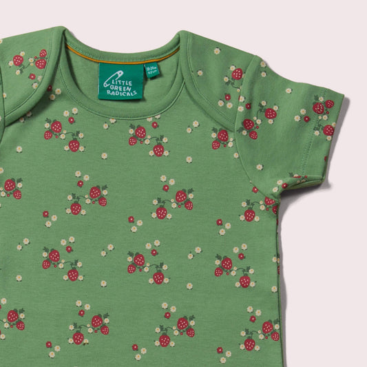 Little-Green-Radicals_Green-Baby-Bodies-Set-Two-Pack-WithStrawberry-Print-Closeup-View