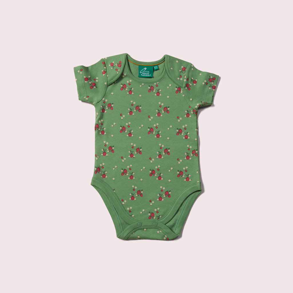Little-Green-Radicals_Green-Baby-Bodies-Set-Two-Pack-WithStrawberry-Print-Closeup
