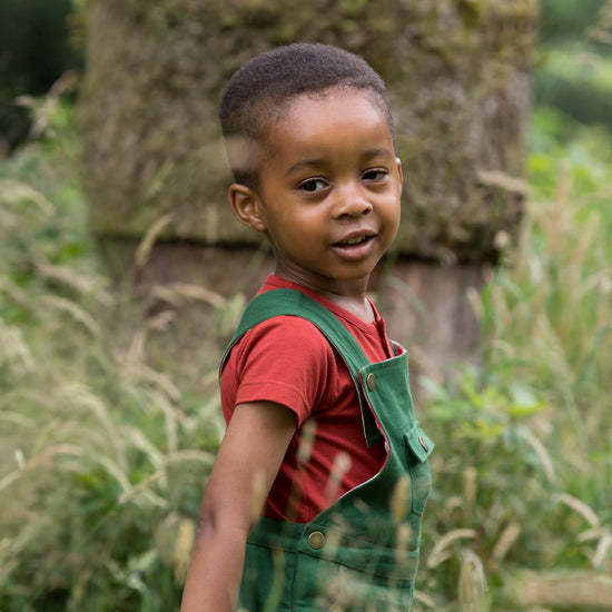 Little-Green-Radicals_Green-Shortie-Dungarees-Kid-Closeup