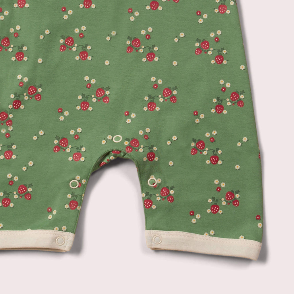 Little-Green-Radicals_Green-and_Red-Organic-Shortie-Romper-With-Strawberry-and-Flower-Print-Closeup-View